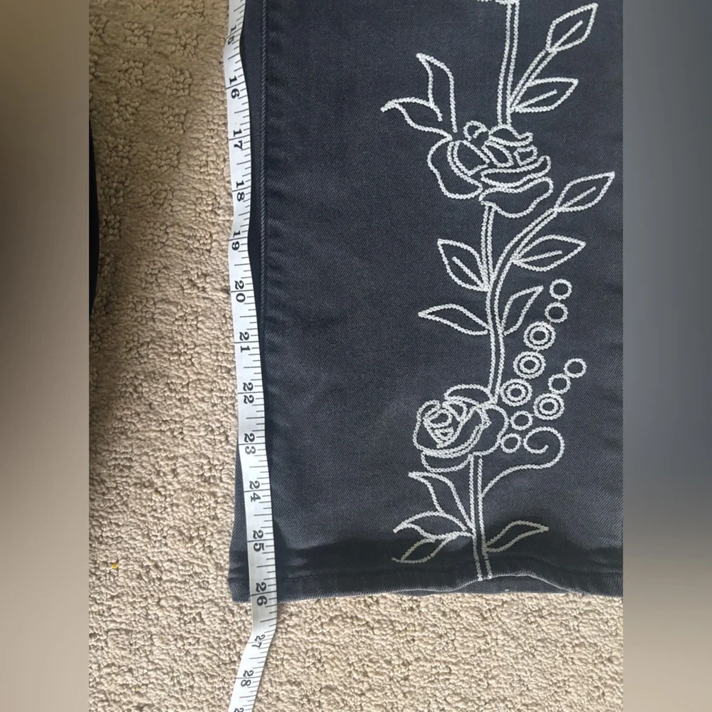 Levi's Black Wide Leg Jeans with White Floral Embroidery